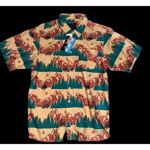 KAVU The Jam Short Sleeve Shirt Scenic Dreamvan Mens Large Casual Button‎ Up